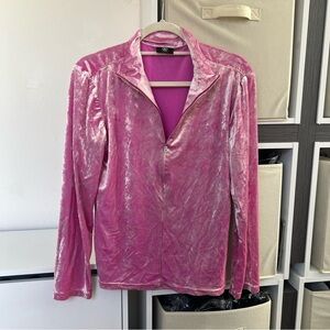 Vintage Bogner Y2K Velvet Pullover Quarter Zip Long Sleeve in Liquid Pink